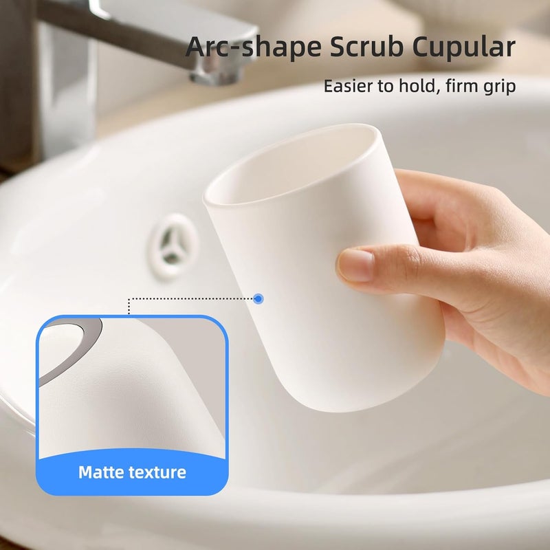 MOPMS Toothbrush Cup 13oz 380ml, Unbreakable Reusable Bathroom Tumbler 1Pc, Non-Slip Plastic Bathroom Cup Toothbrush Holders for Bathroom White - Image 4